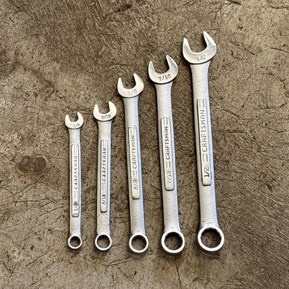 Craftsman VV SAE Combination Wrench Set Lot 5 USA 1/4 5/16 3/8 7/16 1/2 12 Pt